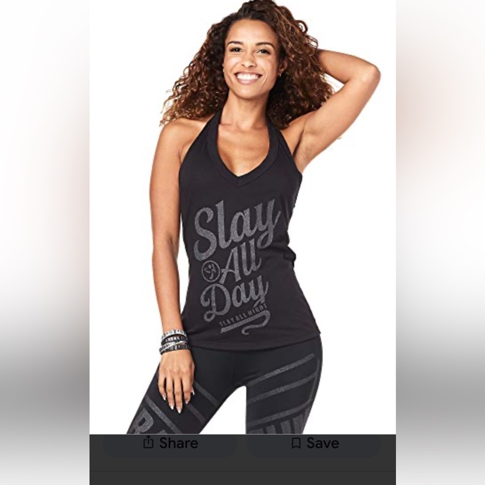 Zumba Fitness Black 'Slay All Day' Halter Tank Top. NWT